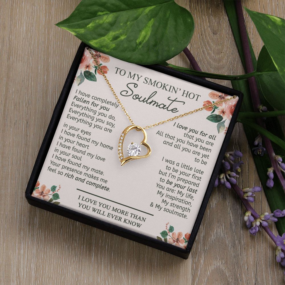 To My Smokin Hot Soulmate Necklace - Wife Gifts From Husband To My Wife Necklace, Gift for Her Romantic, Girlfriend Gifts Necklace for Wife from Men Includes Message Card and Gift Box 20 Forever Love Necklace