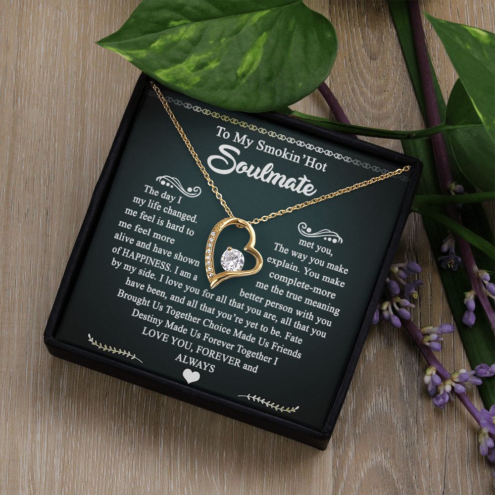 To My Smokin Hot Soulmate Necklace - Wife Gifts From Husband To My Wife Necklace, Gift for Her Romantic, Girlfriend Gifts Necklace for Wife from Men Includes Message Card and Gift Box 3 Forever Love Necklace