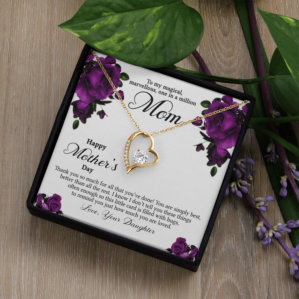 Mom Necklace Gifts for Mom from Daughter to Mom Gifts for Mothers Day from Daughter, To My Mom Necklace from Daughter to Mom Birthday Gifts Necklace with Message Card and Gift Box3 Forever Love Necklace