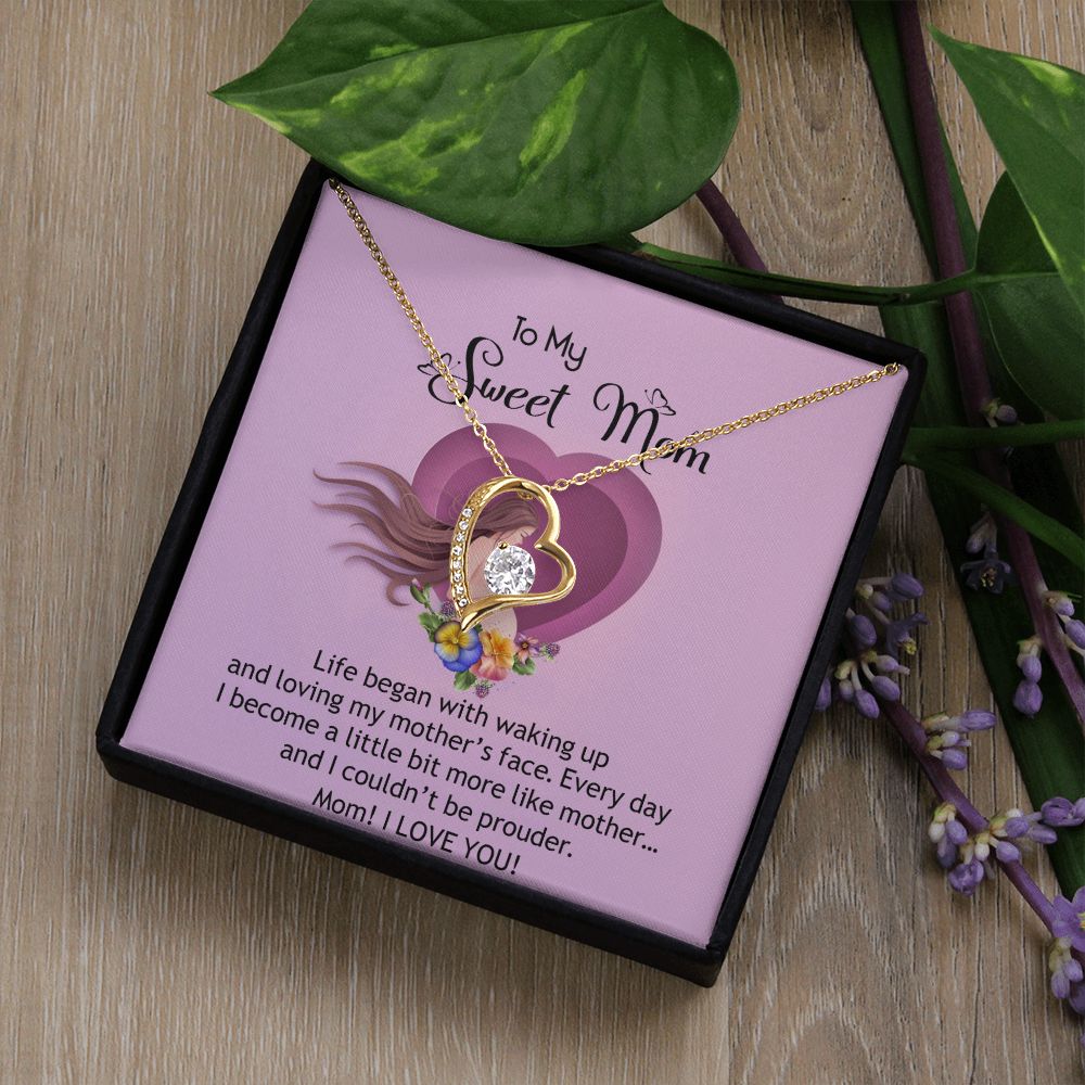 To My Sweet Mom, Sweet Mom Necklace Pendant, Mothers Day Gifts, Gift For Sweet Mom, New Mom Gifts Forever Love Necklace