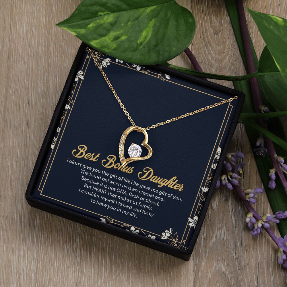 Bonus Daughter Gifts From Stepdad, Step Daughter Gifts From Stepmom, Stepdaughter Gifts From Stepdad, Father Stepdaughter Necklace, To My Bonus Daughter Necklaces, Christmas Gifts For Bonus8 Forever Love Necklace