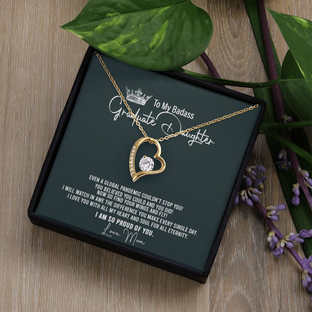 Badass Graduation Daughter Gift From Mom, Graduation Gift, Necklace Congrats Graduation Pendants Gift For Daughter, Daughter In law, Daughter Necklace From Mom Forever Love Necklace