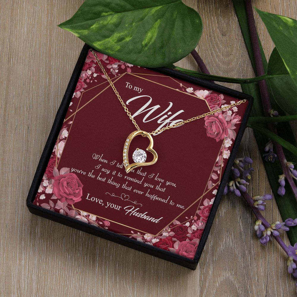 To My Wife Necklace Pendant Gift From Husbnd Habby Birthday Jewelry with Message Card and Gift Box. Wife Necklace Gift for Wife from Husband Valentine's Day Gift For Wife Future Wife Forever Love Necklace