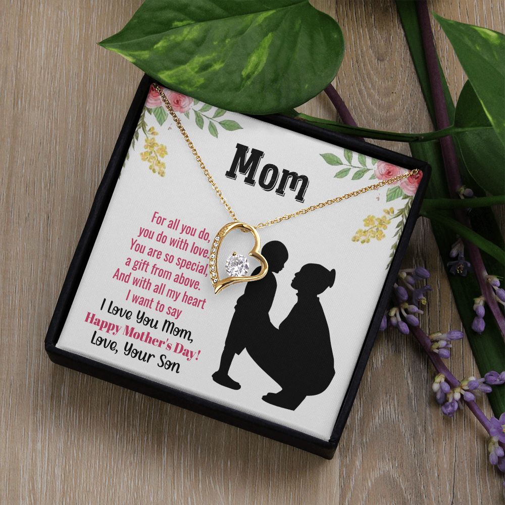 To My Mom Necklace, Gift For Mom, Mother's Day Gift from Daughter, Mom Jewelry Gift for Mothers Day, Birthday Gift for Mother, Moms Gift from Daughter Son, Necklace for Mom Mother22 Forever Love Necklace