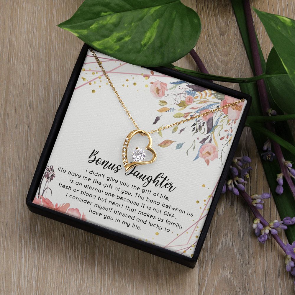 Bonus Daughter Gifts From Stepdad, Step Daughter Gifts From Stepmom, Stepdaughter Gifts From Stepdad, Father Stepdaughter Necklace, To My Bonus Daughter Necklaces, Christmas Gifts For Bonus2 Forever Love Necklace