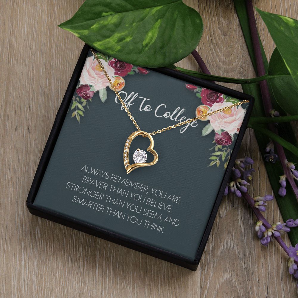 Off To College Necklace, Graduation Gifts For for Girl Congrats Graduation Pendants Gift For Daughter, Granddaughter, Niece, Sister Forever Love Necklace