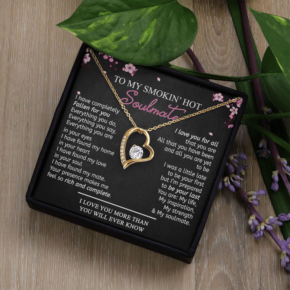 To My Smokin Hot Soulmate Necklace - Wife Gifts From Husband To My Wife Necklace, Gift for Her Romantic, Girlfriend Gifts Necklace for Wife from Men Includes Message Card and Gift Box 12 Forever Love Necklace