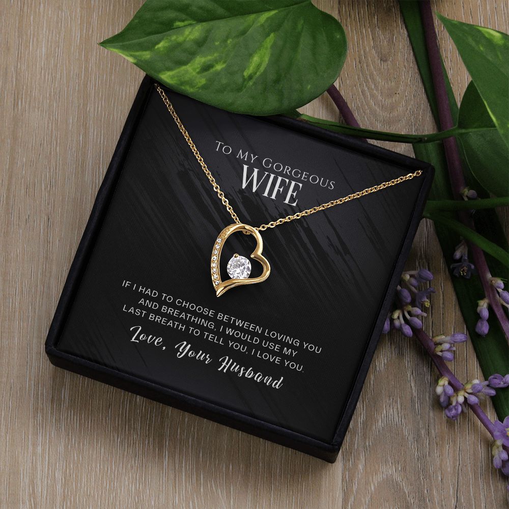 To My Gorgeous Wife Necklace Pendant Gift From Husband - If I Had To Choose With Message Card and Gift Box. Valentine's Day Gift For Wife Future Wife Forever Love Necklace