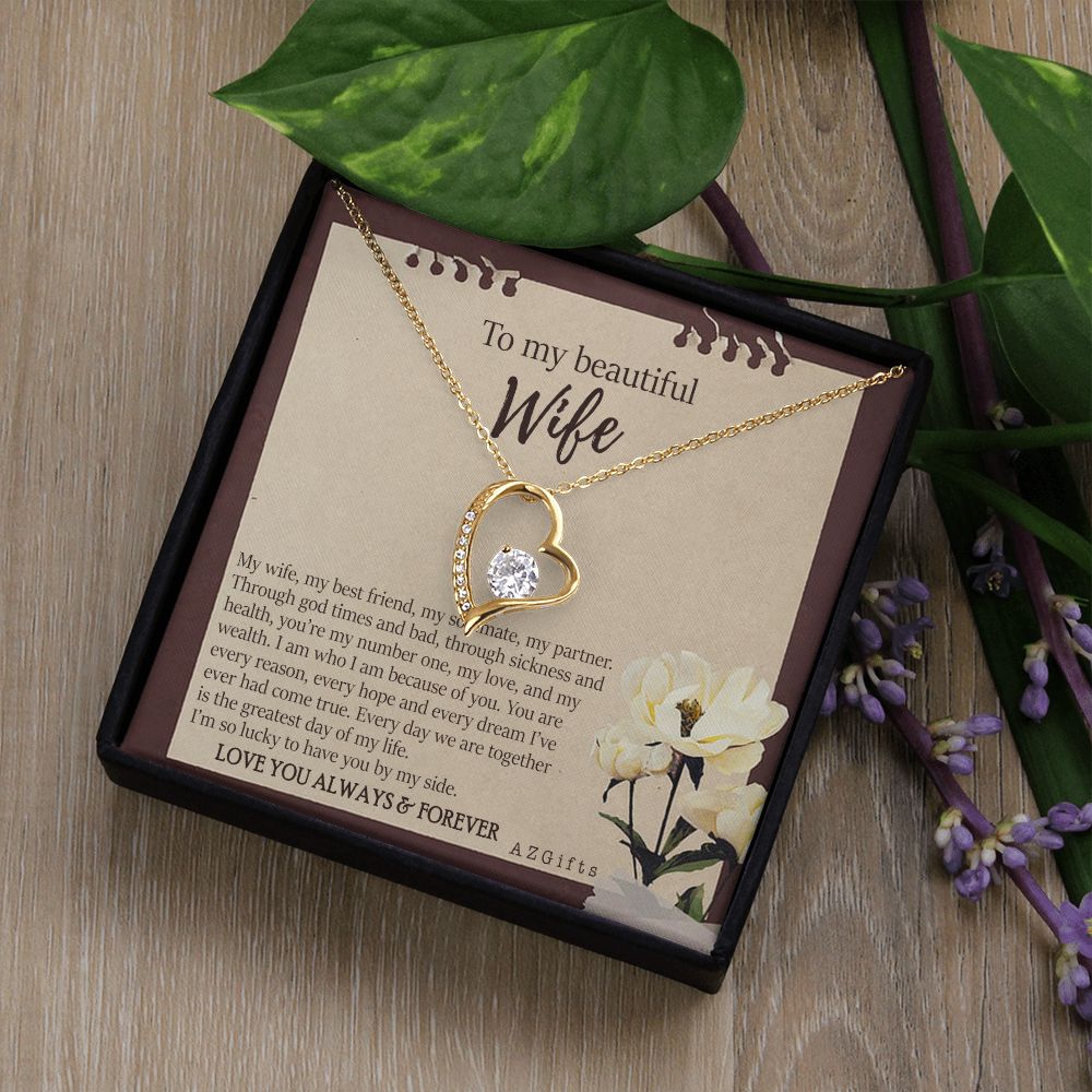 To My Wife Necklace from Husband, Personalized Necklace for Women, Luxury Necklace for Wife from Man Men, Wedding Anniversary Present For Wife, Beautiful Wife Jewelry Christmas Birthday Gifts For Wife7 Forever Love Necklace