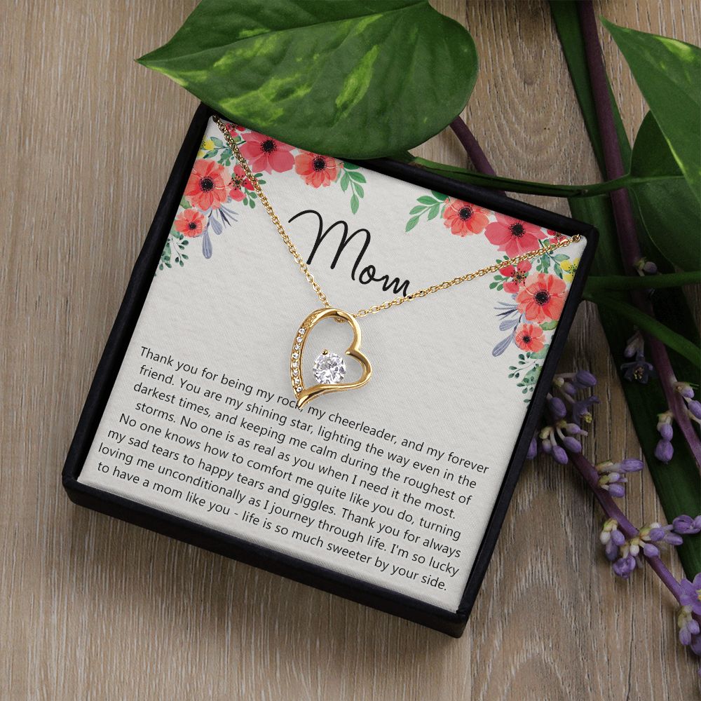 To My Mom Gift Necklace for Mother Daughter Jewelry, Thank You Mom Gift, Gift for Mom from Daughter to Mother Necklace Pendant Jewelry Box for Mom on Mother's Day Birthday Forever Love Necklace