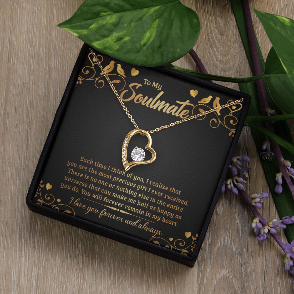 To My Soulmate Necklace for Women Birthday Christmas Jewelry Gifts For My Wife with Message Card Box Personalized Gift Present Pendant for Future Wife Soulmate Girlfriend Love 19 Forever Love Necklace