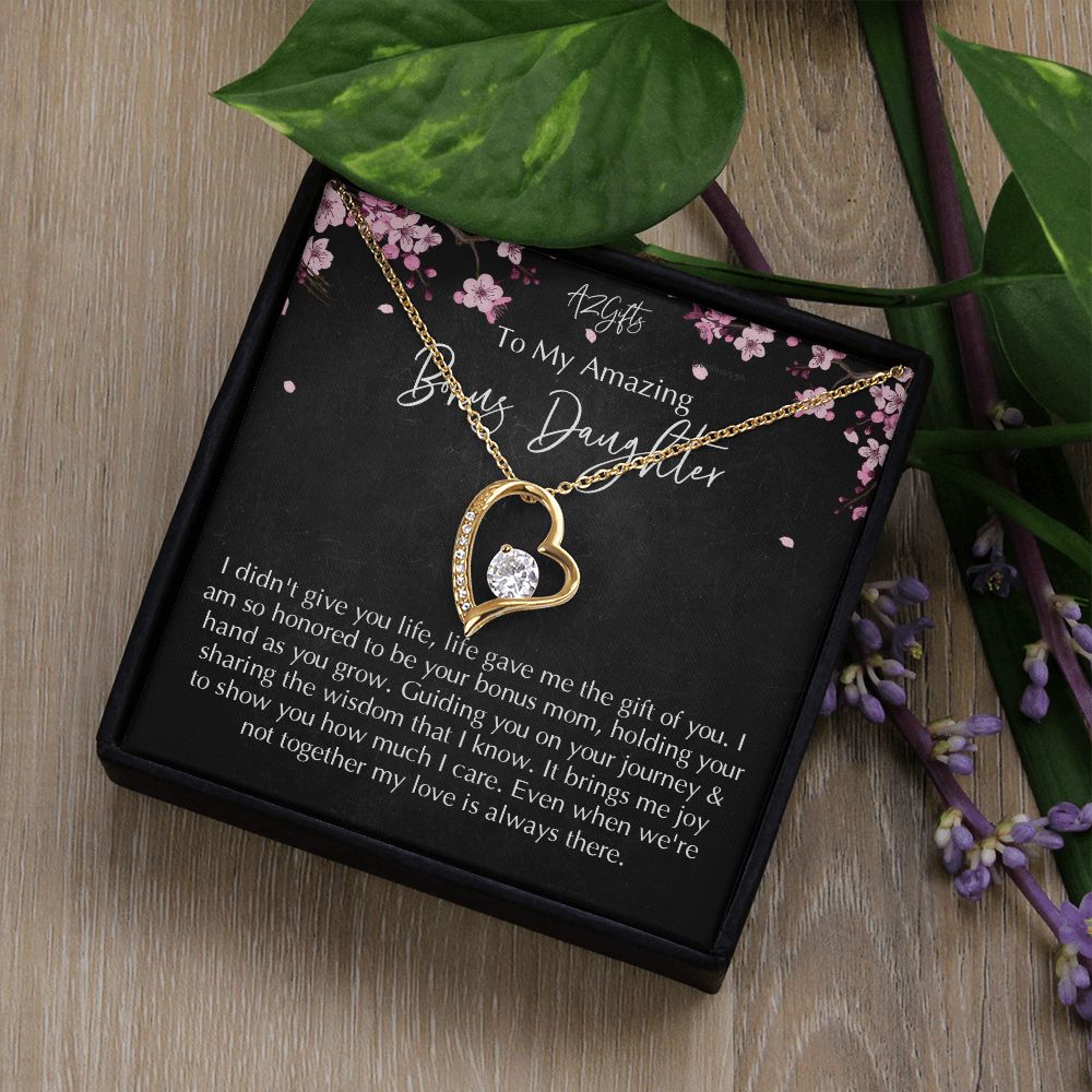Bonus Daughter Gifts From Stepdad, Step Daughter Gifts From Stepmom, Stepdaughter Gifts From Stepdad, Father Stepdaughter Necklace, To My Bonus Daughter Necklaces, Christmas Gifts For Bonus D Forever Love Necklace