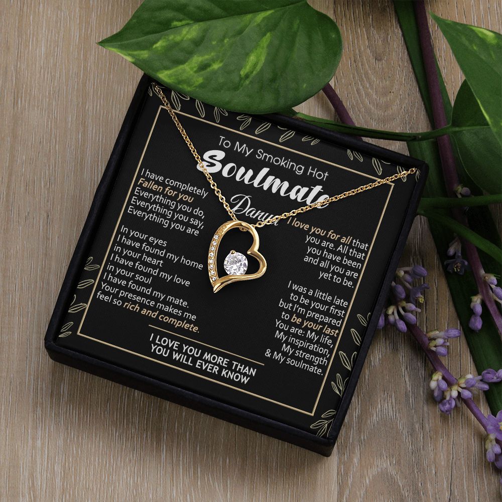 To My Smokin Hot Soulmate Necklace - Wife Gifts From Husband To My Wife Necklace, Gift for Her Romantic, Girlfriend Gifts Necklace for Wife from Men Includes Message Card and Gift Box 7 Forever Love Necklace