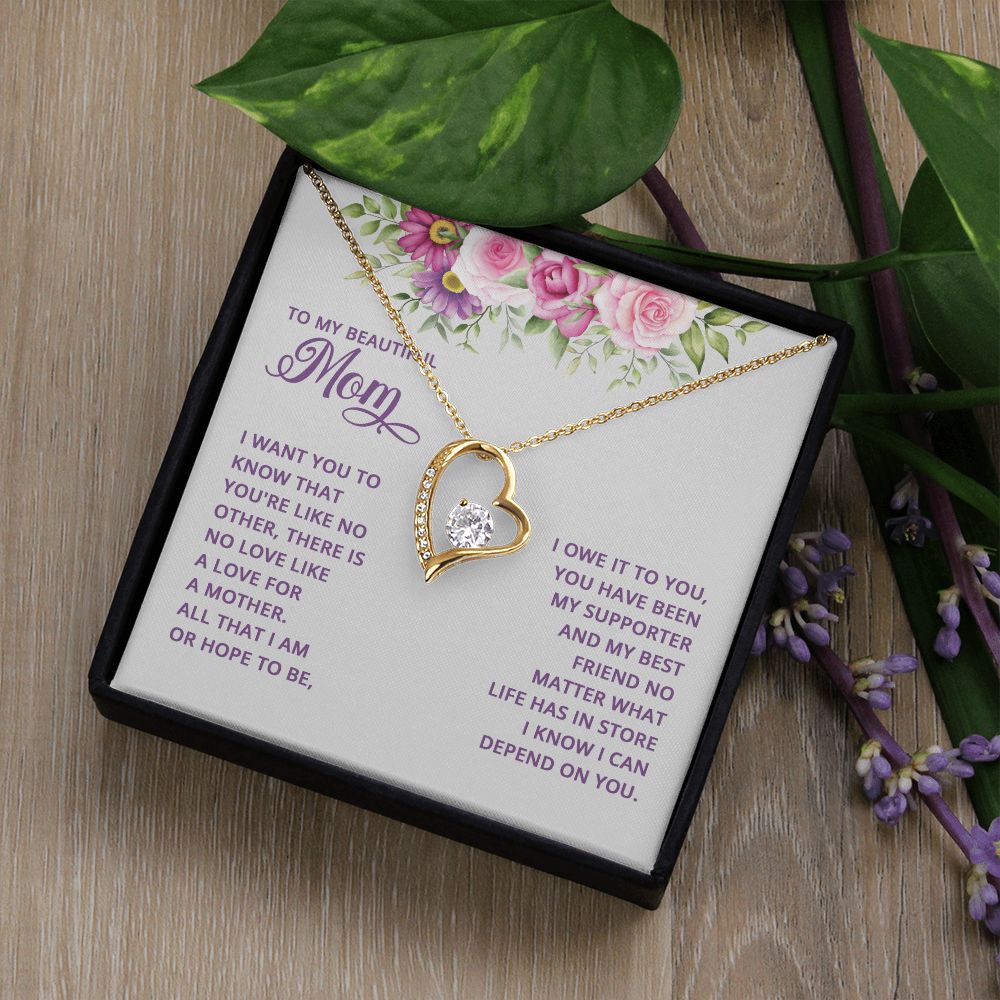 Mom Necklace Gifts for Mom from Daughter to Mom Gifts for Mothers Day from Daughter, To My Mom Necklace from Daughter to Mom Birthday Gifts Necklace with Message Card and Gift Box17 Forever Love Necklace