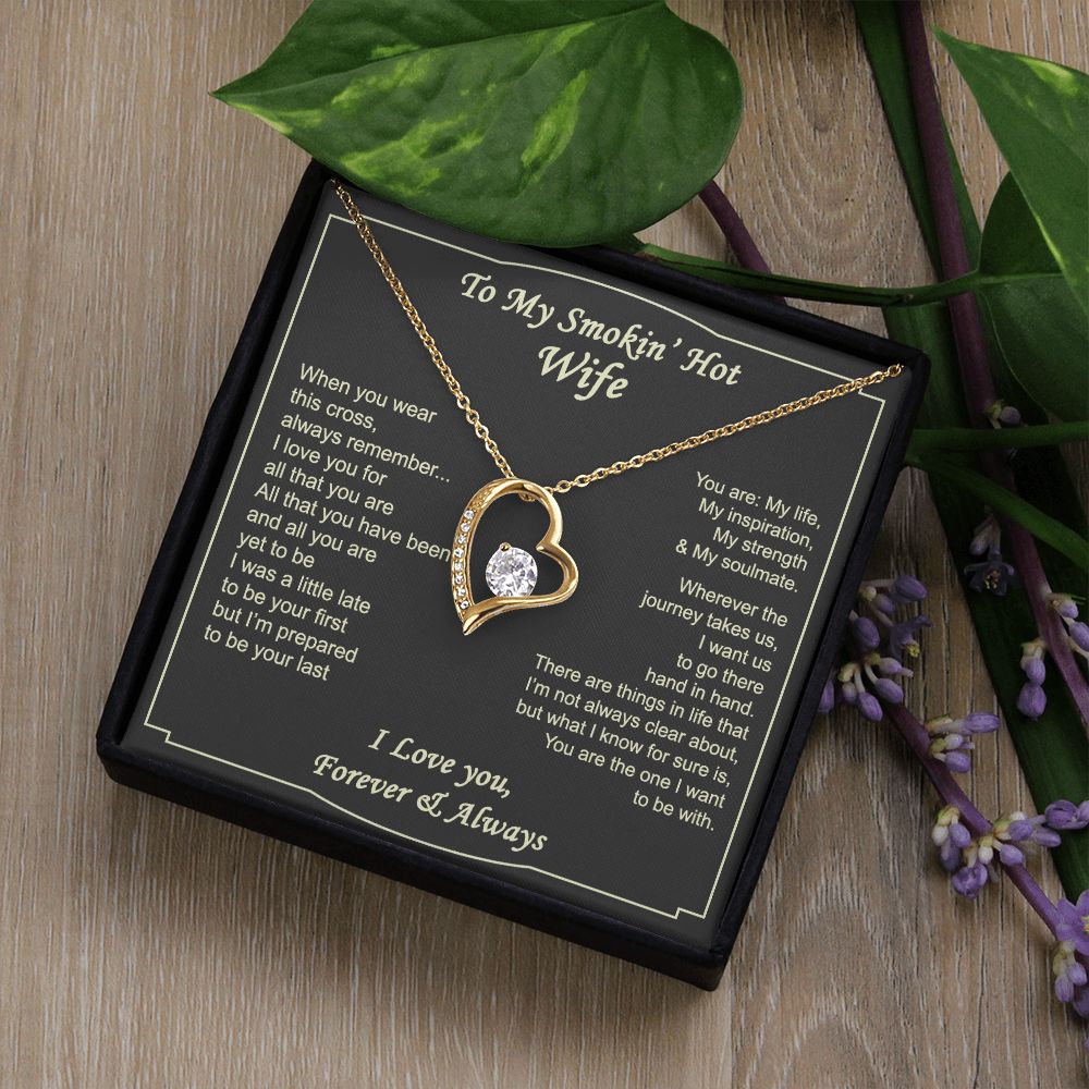 To My Smokin Hot Wife Necklace, Wedding Anniversary Jewelry For Women, Necklace For Wife from Husband, Gifts For Wife Birthday Gifts Necklace, Jewelry With Message Card In A Gift Box2 Forever Love Necklace