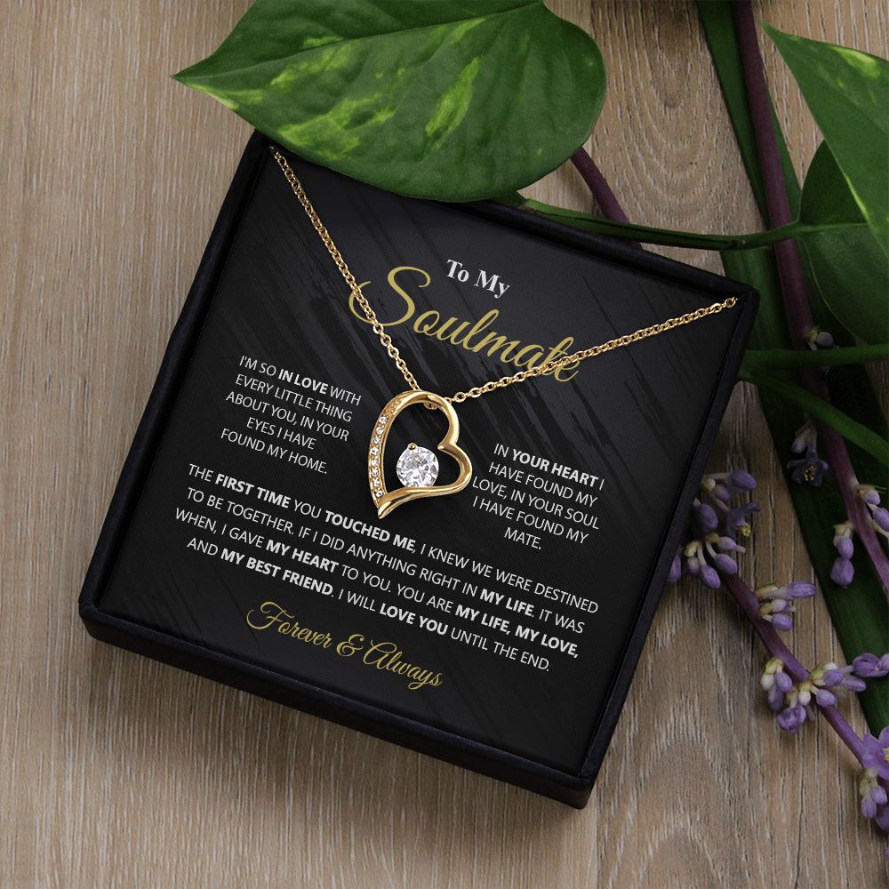 To My Soulmate Necklace for Women Birthday Christmas Jewelry Gifts For My Wife with Message Card Box Personalized Gift Present Pendant for Future Wife Soulmate Girlfriend Love 1 Forever Love Necklace