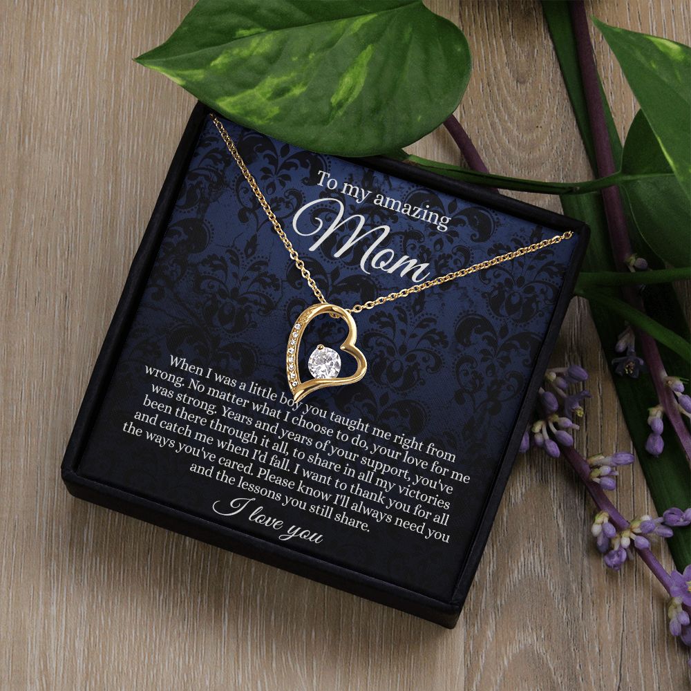 Gift for Mom Necklace, To My Beautiful Mom Love Knot Necklace Card, Mother’s Day Gift For Mom From Son, Thank You Mom Gift, Custom Jewelry Necklace For Mom Forever Love Necklace