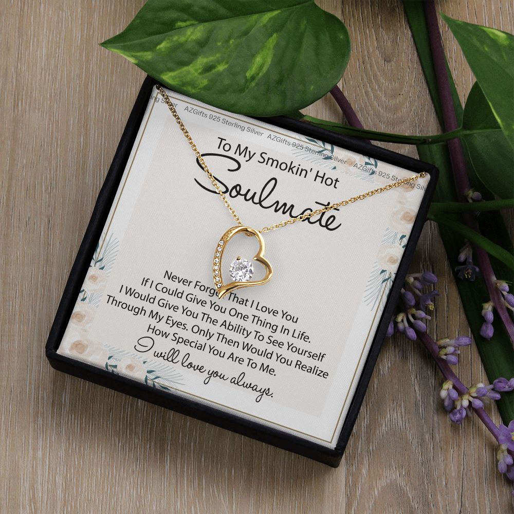 To My Smokin Hot Soulmate Necklace - Wife Gifts From Husband To My Wife Necklace, Gift for Her Romantic, Girlfriend Gifts Necklace for Wife from Men Includes Message Card and Gift Box 22 Forever Love Necklace