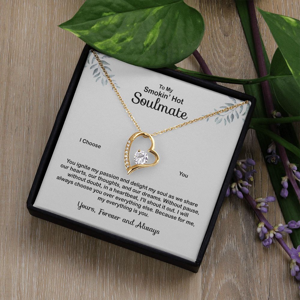 To My Soulmate Necklace for Women Birthday Valentines Day Jewelry Gifts For My Wife with Message Card Box Personalized Gift Present Pendant for Future Wife Soulmate Girlfriend Love 4 Forever Love Necklace