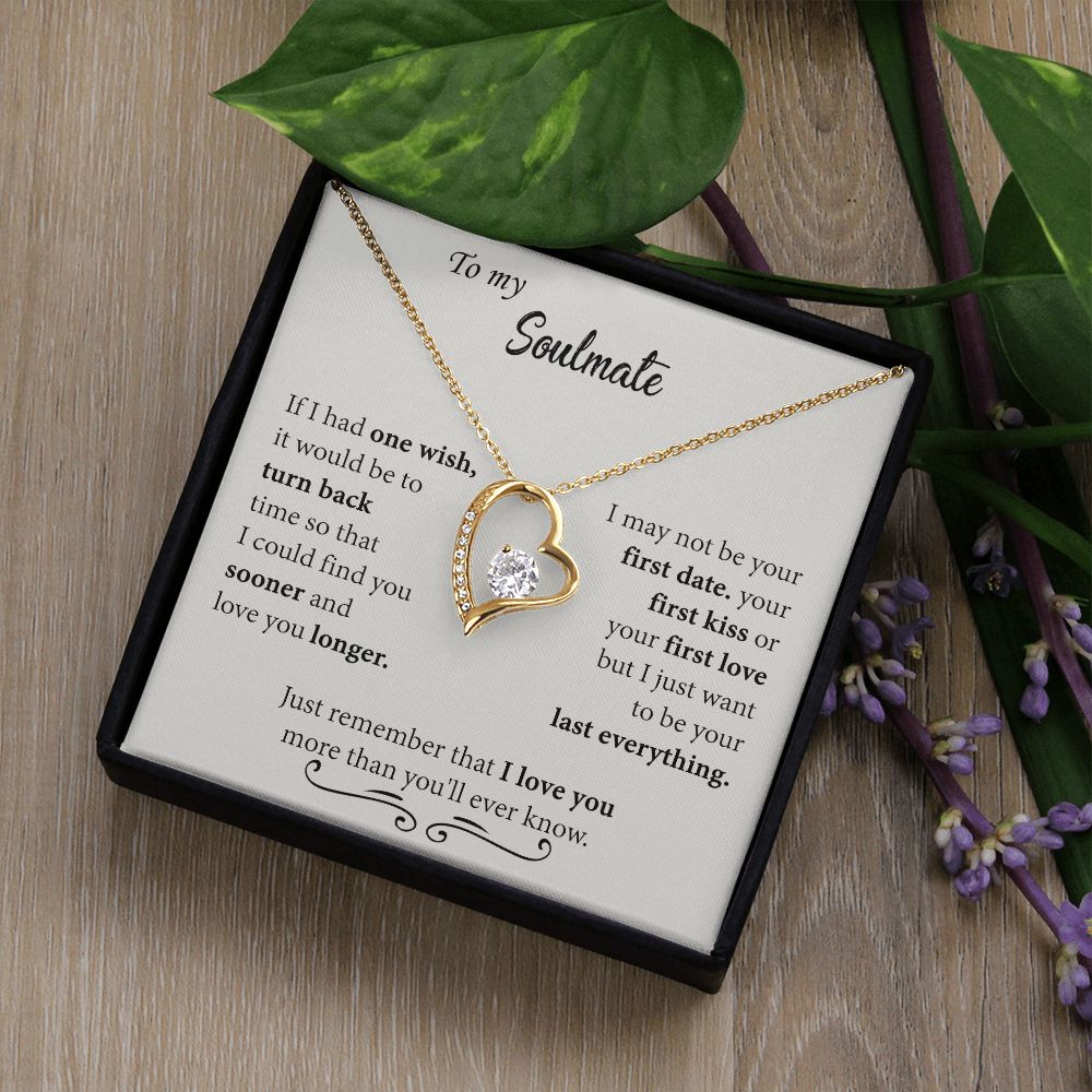 To My Soulmate Necklace for Women Birthday Christmas Jewelry Gifts For My Wife with Message Card Box Personalized Gift Present Pendant for Future Wife Soulmate Girlfriend Love 24 Forever Love Necklace