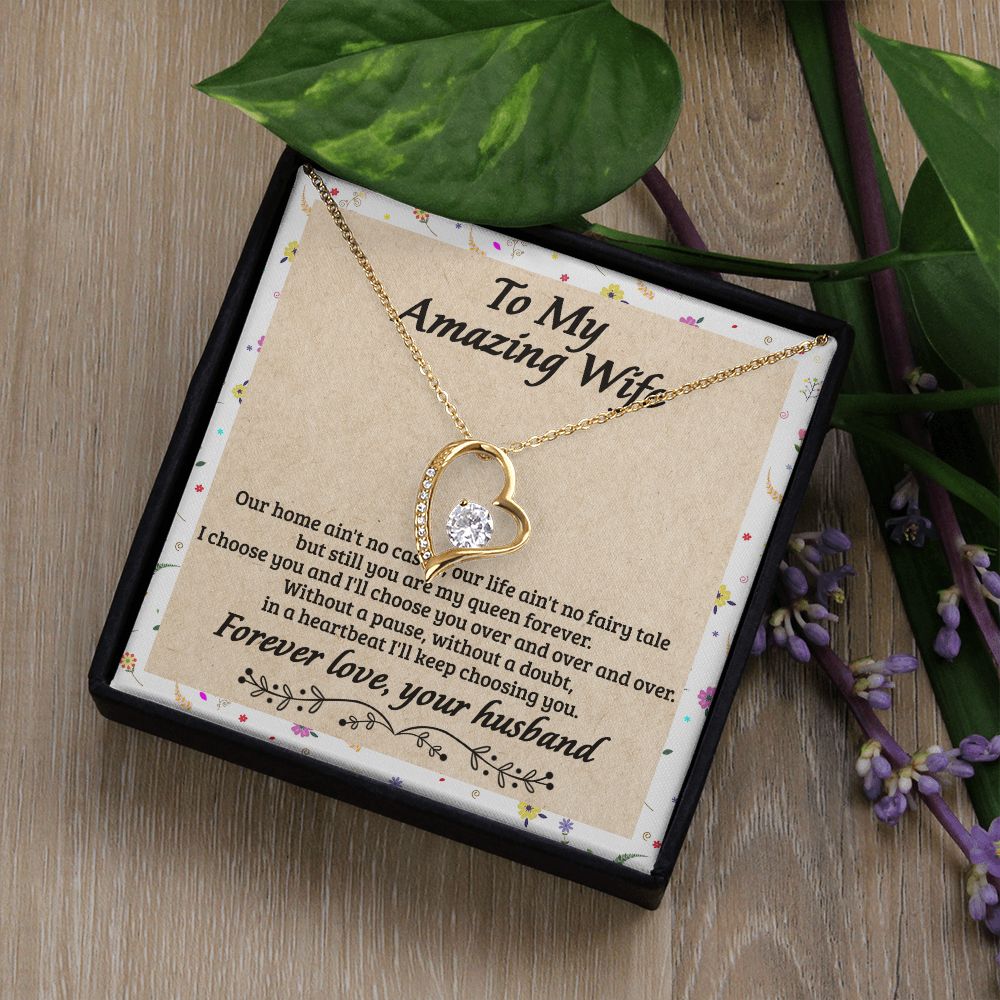 Birthday Gifts For Wife, Necklace Gifts For Wife From Husband, To My Wife Jewelry For Women , To My Wife Necklace  from Husband Wedding Anniversary Present For Wife, Beautiful Wife Jewelry Christmas18 Forever Love Necklace