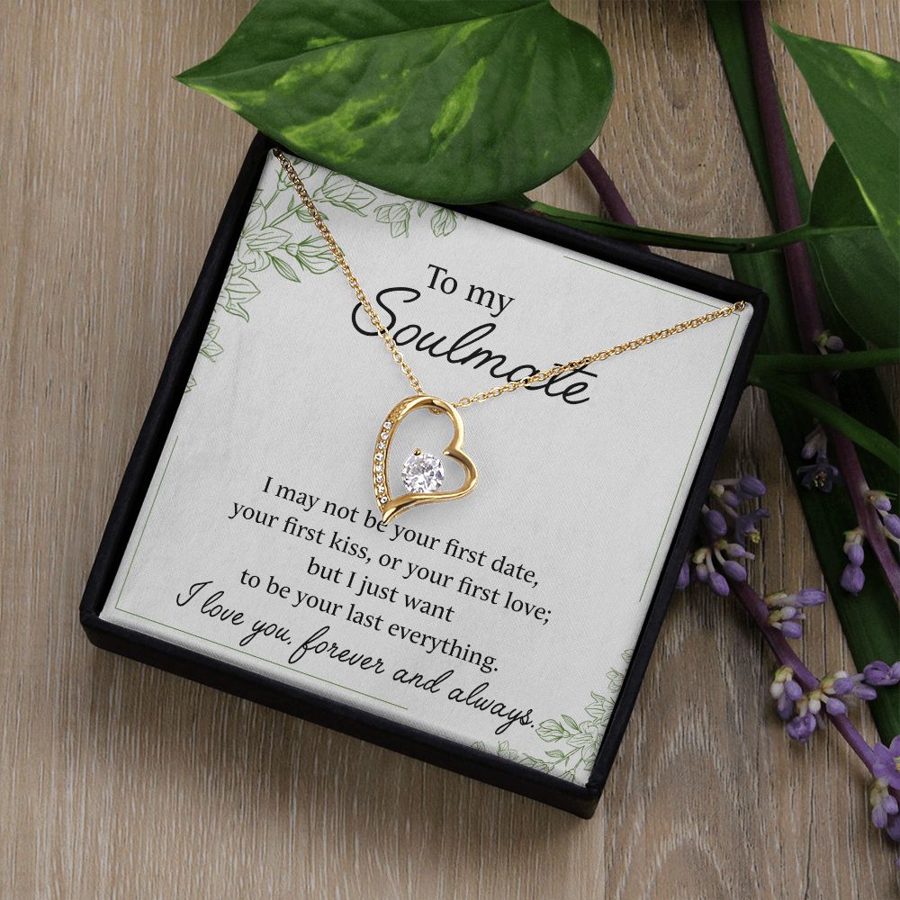 To My Soulmate Necklace for Women Birthday Christmas Jewelry Gifts For My Wife with Message Card Box Personalized Gift Present Pendant for Future Wife Soulmate Girlfriend Love 25 Forever Love Necklace