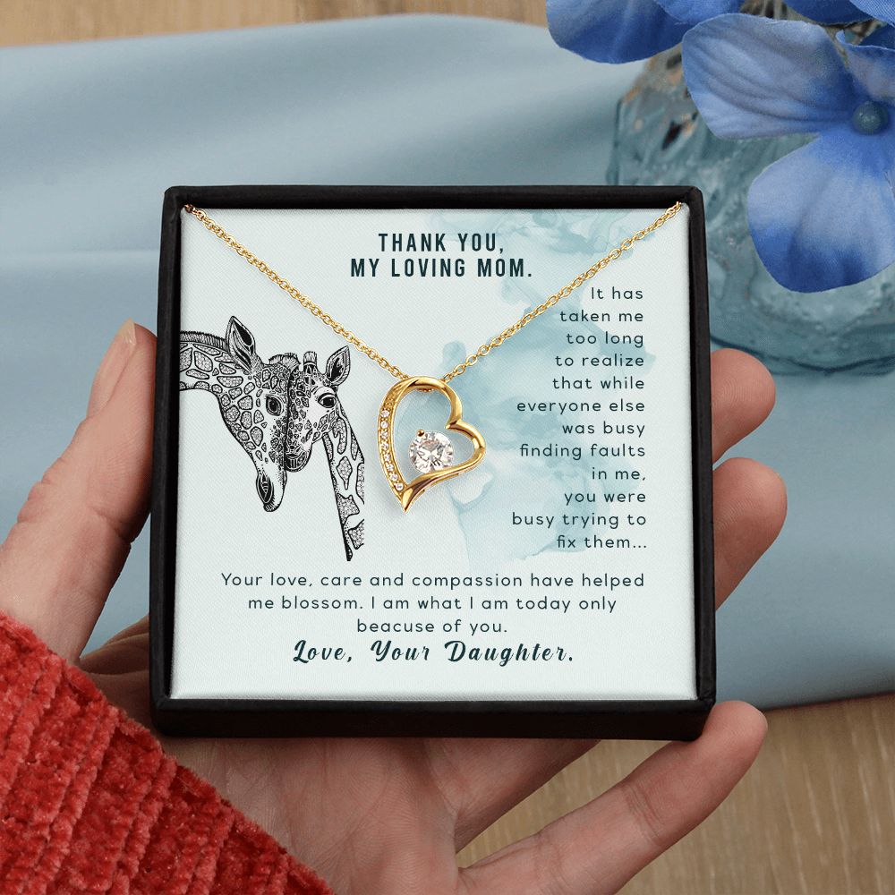 To My Thank You My Loving Mom Giraffe Necklace Pendant Gift From Mom Necklace Gift For To Daughter Birthday Daughter In Law Gift On Birthday Anniversary Gift 30821 Forever Love Necklace