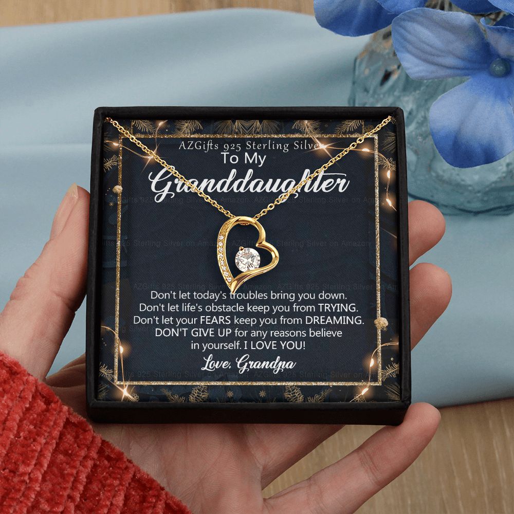 To My Granddaughter Necklace from Grandpa, Gift for Granddaughter from Grandfather, Necklace from Grandpa to Granddaughter, Granddaughter Christmas Present from Grandfather 301 Forever Love Necklace