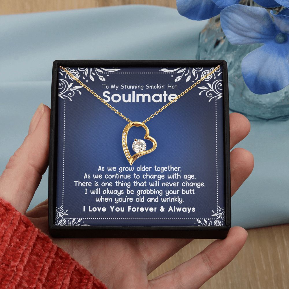 To My Smokin Hot Soulmate Necklace - Wife Gifts From Husband To My Wife Necklace, Gift for Her Romantic, Girlfriend Gifts Necklace for Wife from Men Includes Message Card and Gift Box 5 Forever Love Necklace