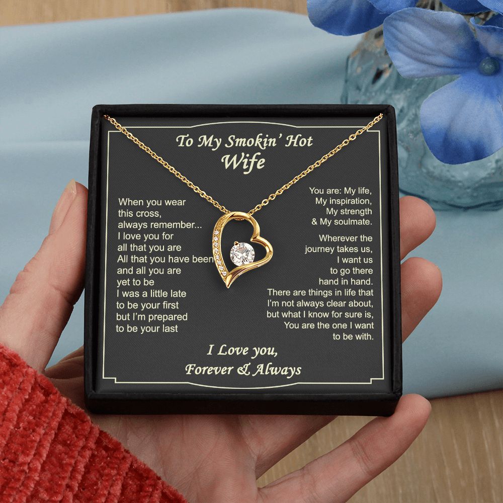 To My Smokin Hot Wife Necklace, Wedding Anniversary Jewelry For Women, Necklace For Wife from Husband, Gifts For Wife Birthday Gifts Necklace, Jewelry With Message Card In A Gift Box2 Forever Love Necklace