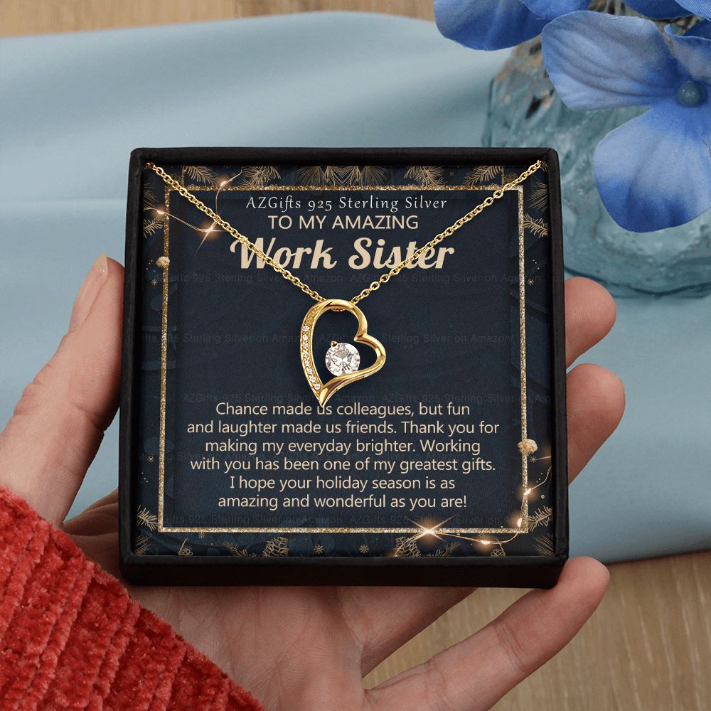 To My Work Sister Necklace Gift for Colleague Christmas Necklace for Work Sister from Co-Worker Christmas Pendant Gift for Colleague Christmas Jewelry Gift for Her Women 301 Forever Love Necklace
