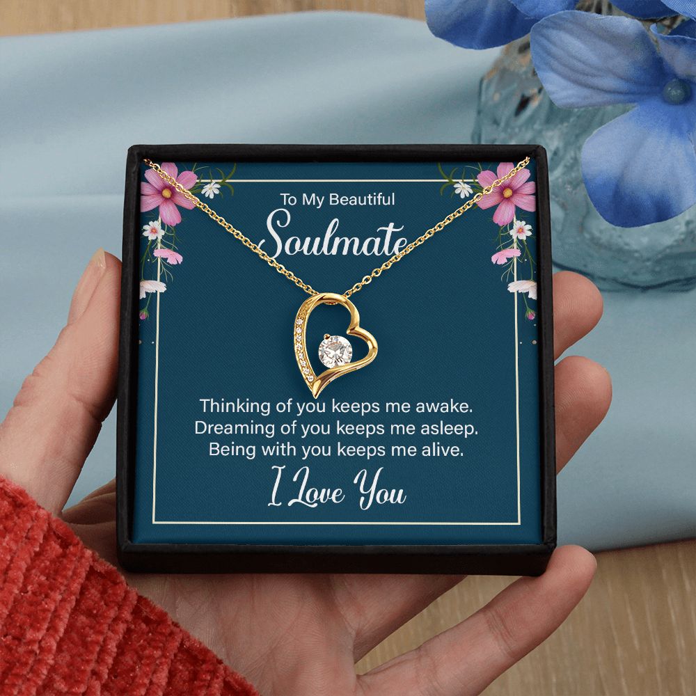 To My Soulmate Necklace for Women Birthday Christmas Jewelry Gifts For My Wife with Message Card Box Personalized Gift Present Pendant for Future Wife Soulmate Girlfriend Love 13 Forever Love Necklace