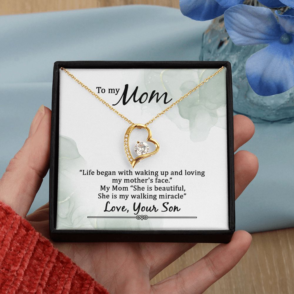 Mom Necklace Gifts for Mom from Daughter to Mom Gifts for Mothers Day from Daughter, To My Mom Necklace from Daughter to Mom Birthday Gifts Necklace with Message Card and Gift Box20 Forever Love Necklace