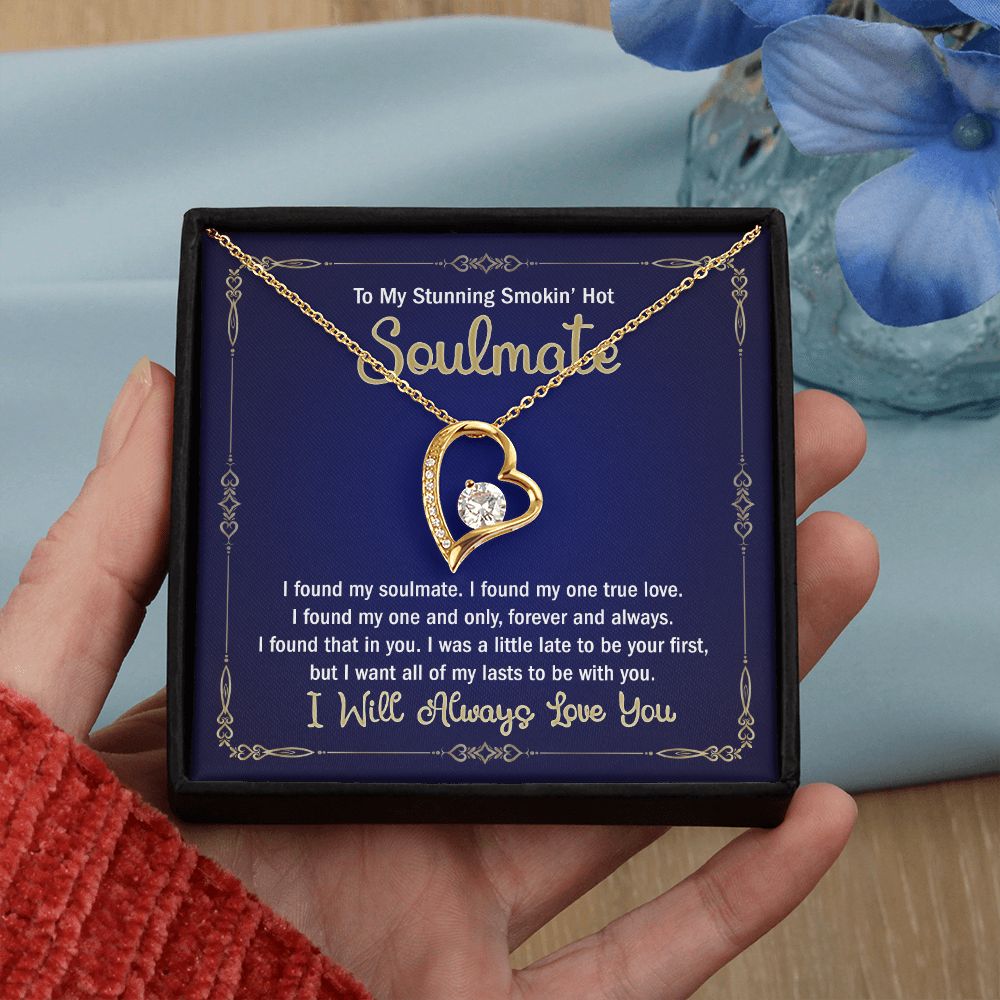 To My Smokin Hot Soulmate Necklace - Wife Gifts From Husband To My Wife Necklace, Gift for Her Romantic, Girlfriend Gifts Necklace for Wife from Men Includes Message Card and Gift Box 6 Forever Love Necklace
