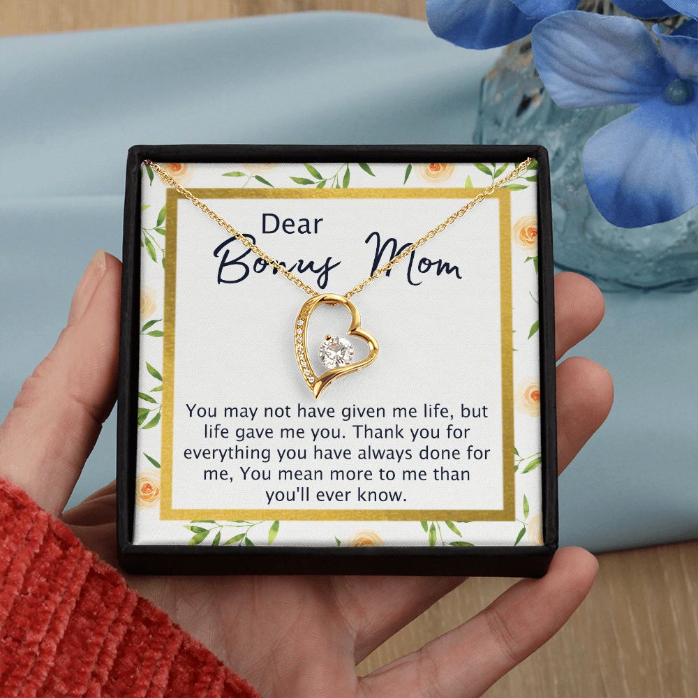 Bonus Mom Gifts, To My Bonus Mom Necklace, Bonus Mom Jewelry, Necklace for Bonus Mom, Step Daughter To Stepmother Necklace, Step Mom Necklace for Women Step Mom Mothers Day Jewelry Forever Love Necklace