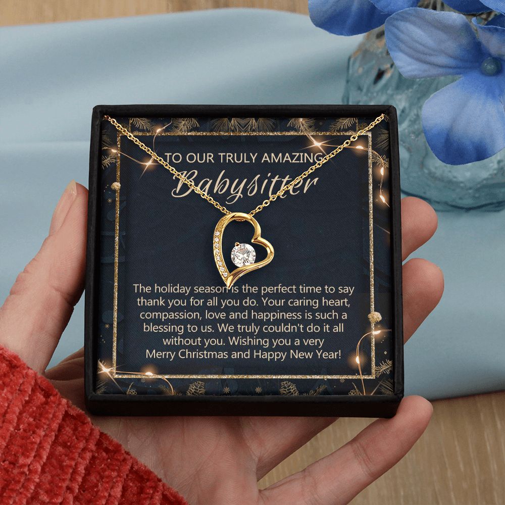 Babysitter Christmas Necklace Gift, Babysitter Gift, Christmas Babysitter Gift from Family, Merry Christmas Day Gift, Holiday Gift, Babysitter Necklace for Women 301 Forever Love Necklace