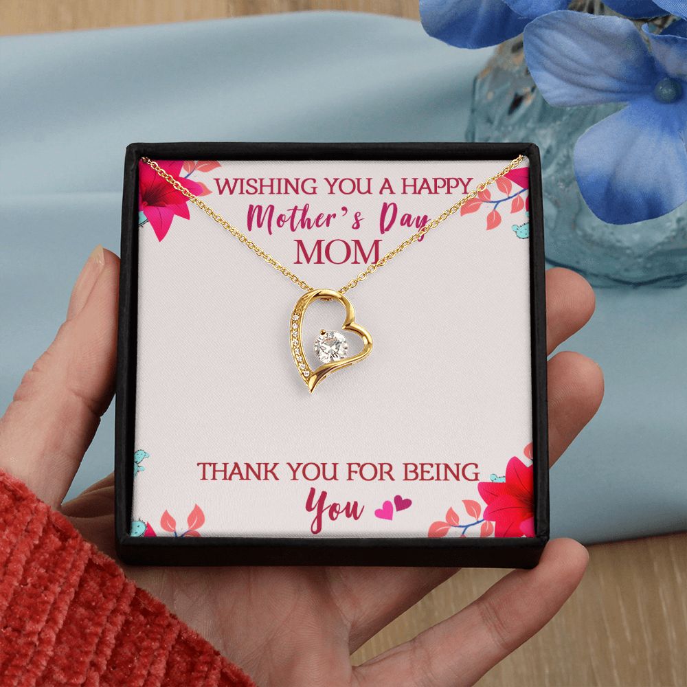 To My Mom Wishing You A Happy Mother's Day Gift From Daughter Or Son Thank You For Being You With Message Card Gift For Mom Forever Love Necklace