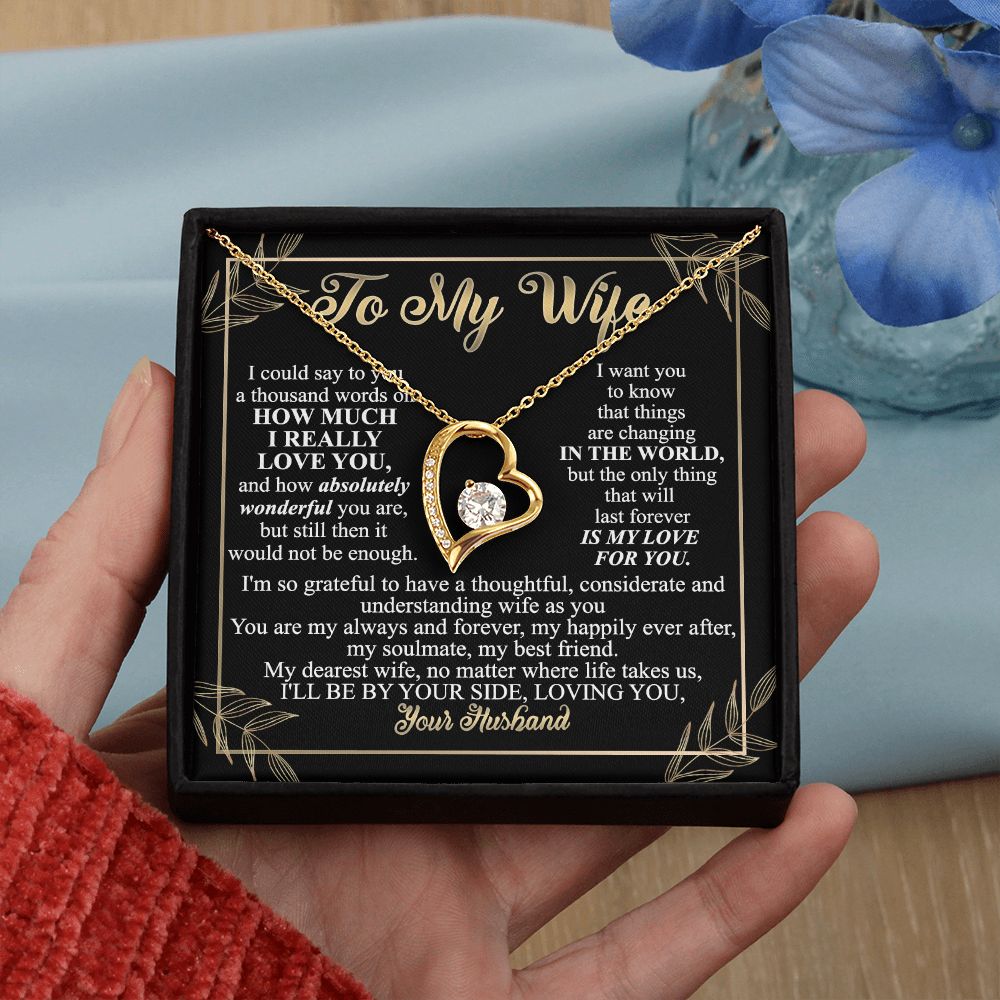 Birthday Gifts For Wife, Necklace Gifts For Wife From Husband, To My Wife Jewelry For Women , To My Wife Necklace  from Husband Wedding Anniversary Present For Wife, Beautiful Wife Jewelry Christmas13 Forever Love Necklace