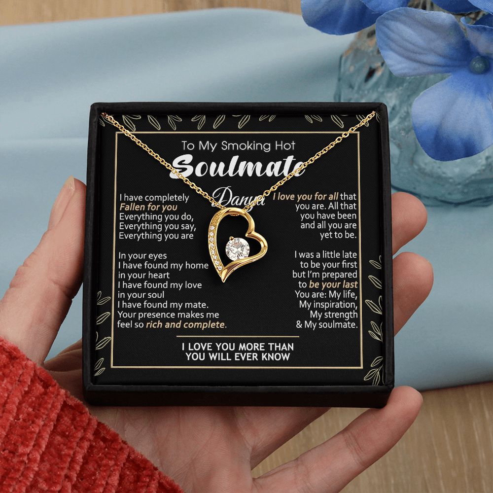 To My Smokin Hot Soulmate Necklace - Wife Gifts From Husband To My Wife Necklace, Gift for Her Romantic, Girlfriend Gifts Necklace for Wife from Men Includes Message Card and Gift Box 7 Forever Love Necklace
