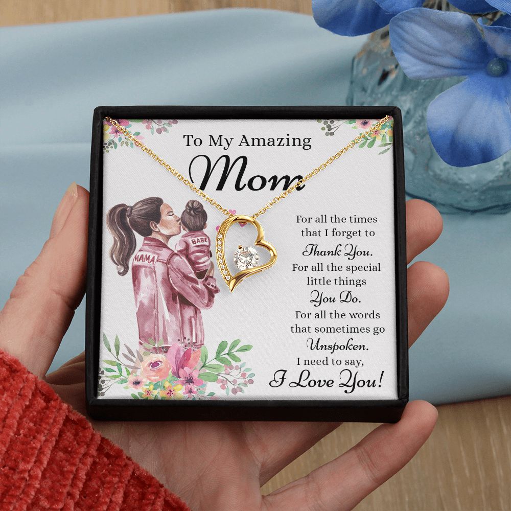 Mom Necklace Gifts for Mom from Daughter to Mom Gifts for Mothers Day from Daughter, To My Mom Necklace from Daughter to Mom Birthday Gifts Necklace with Message Card and Gift Box2240 Forever Love Necklace