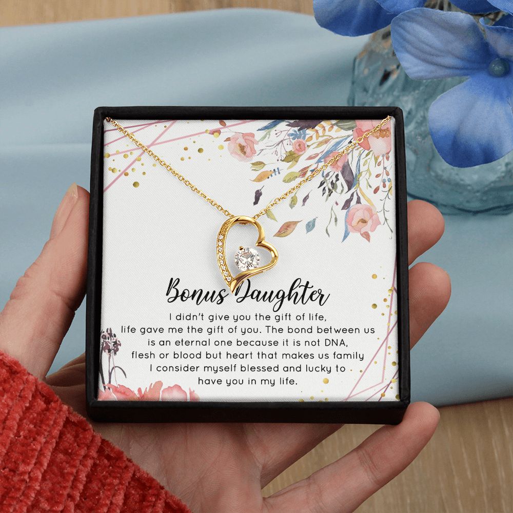 Bonus Daughter Gifts From Stepdad, Step Daughter Gifts From Stepmom, Stepdaughter Gifts From Stepdad, Father Stepdaughter Necklace, To My Bonus Daughter Necklaces, Christmas Gifts For Bonus2 Forever Love Necklace