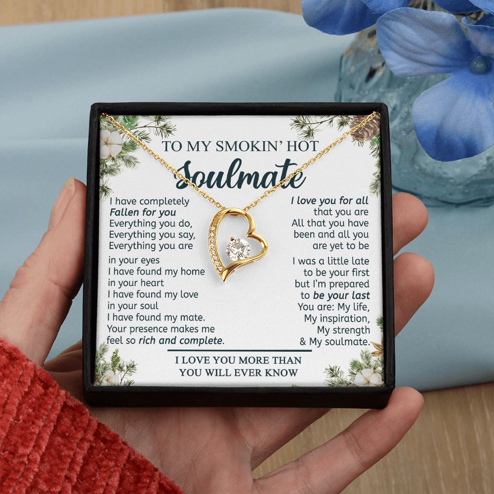 To My Smokin Hot Soulmate Necklace - Wife Gifts From Husband To My Wife Necklace, Gift for Her Romantic, Girlfriend Gifts Necklace for Wife from Men Includes Message Card and Gift Box 11 Forever Love Necklace