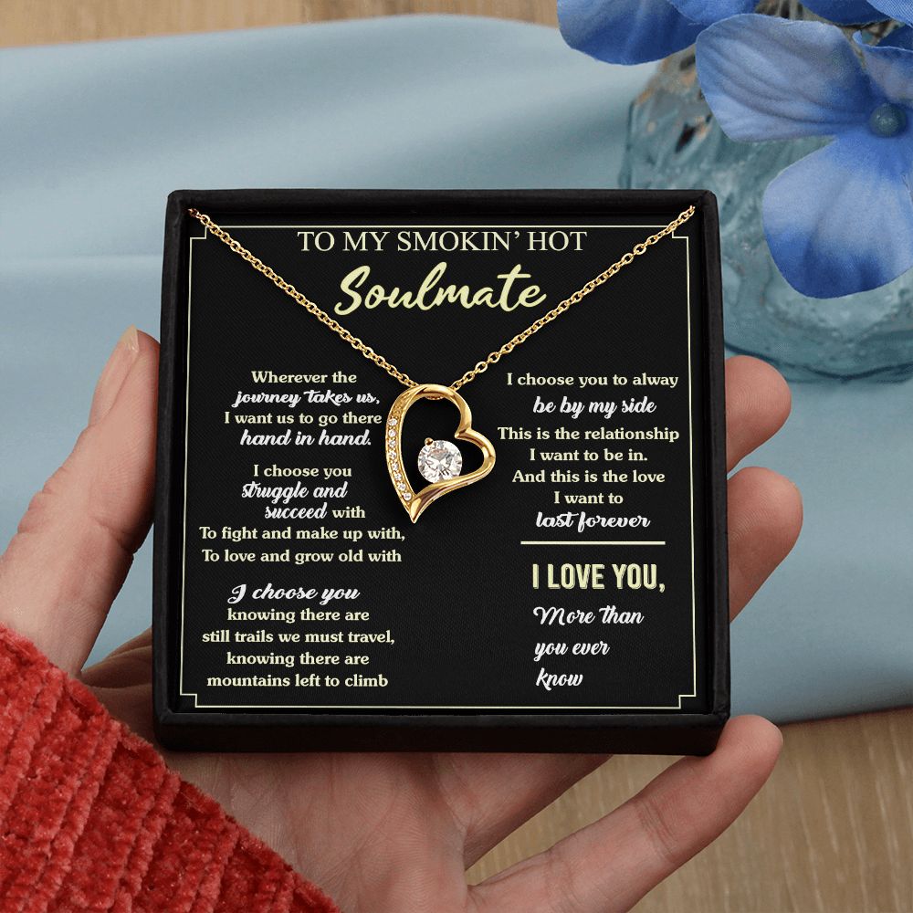 To My Soulmate Necklace for Women Birthday Valentines Day Jewelry Gifts For My Wife with Message Card Box Personalized Gift Present Pendant for Future Wife Soulmate Girlfriend Love 7 Forever Love Necklace