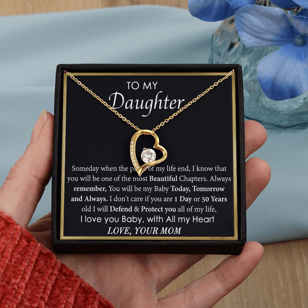 Mother Daughter Gift Ideas, To My Daughter Gift Necklace from Mom, Jewelry Pendant Present for Daughter, Birthday Christmas Gift Graduation Gifts for Daughters, Mother and Daughter Necklace 2136 Forever Love Necklace