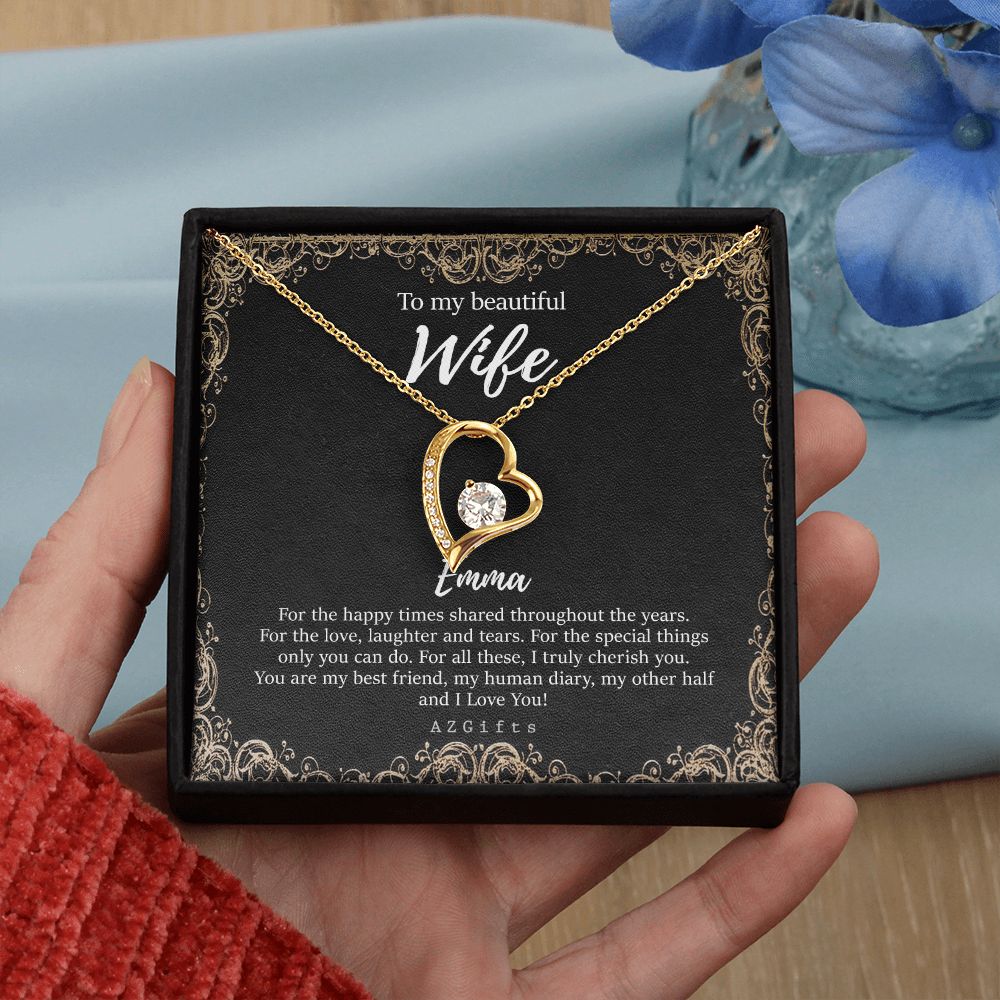 To My Wife Necklace from Husband, Personalized Necklace for Women, Luxury Necklace for Wife from Man Men, Wedding Anniversary Present For Wife, Beautiful Wife Jewelry Christmas Birthday Gifts For Wife9 Forever Love Necklace