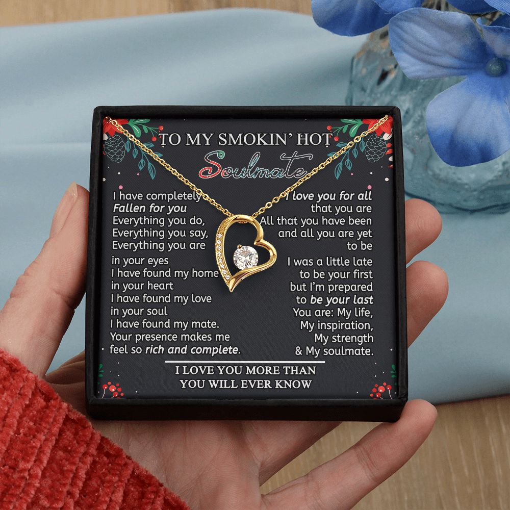 To My Smokin Hot Soulmate Necklace - Wife Gifts From Husband To My Wife Necklace, Gift for Her Romantic, Girlfriend Gifts Necklace for Wife from Men Includes Message Card and Gift Box 15 Forever Love Necklace