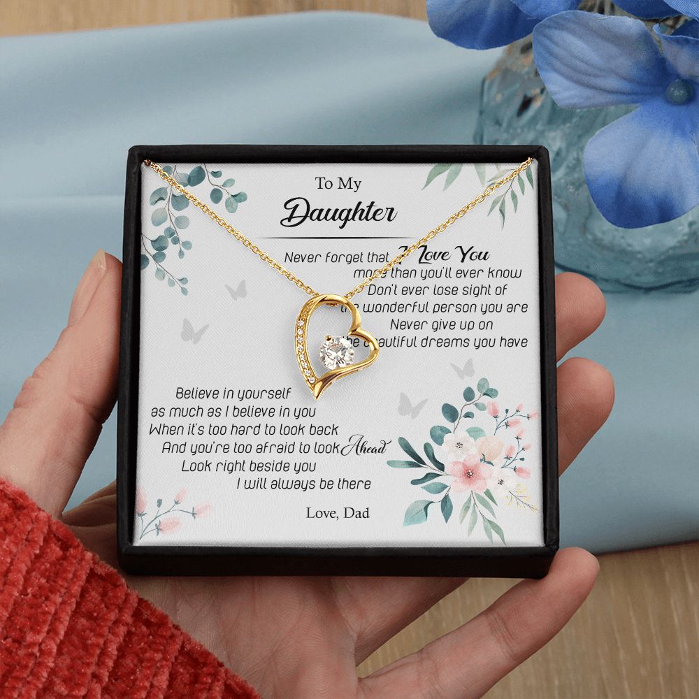 Jewelry Pendant Present for Daughter, To My Daughter Gift Necklace from Mom, Mother Daughter Gift Ideas, Birthday Christmas Gift Graduation Gifts for Daughters, Mother and Daughter Necklace 20 Forever Love Necklace