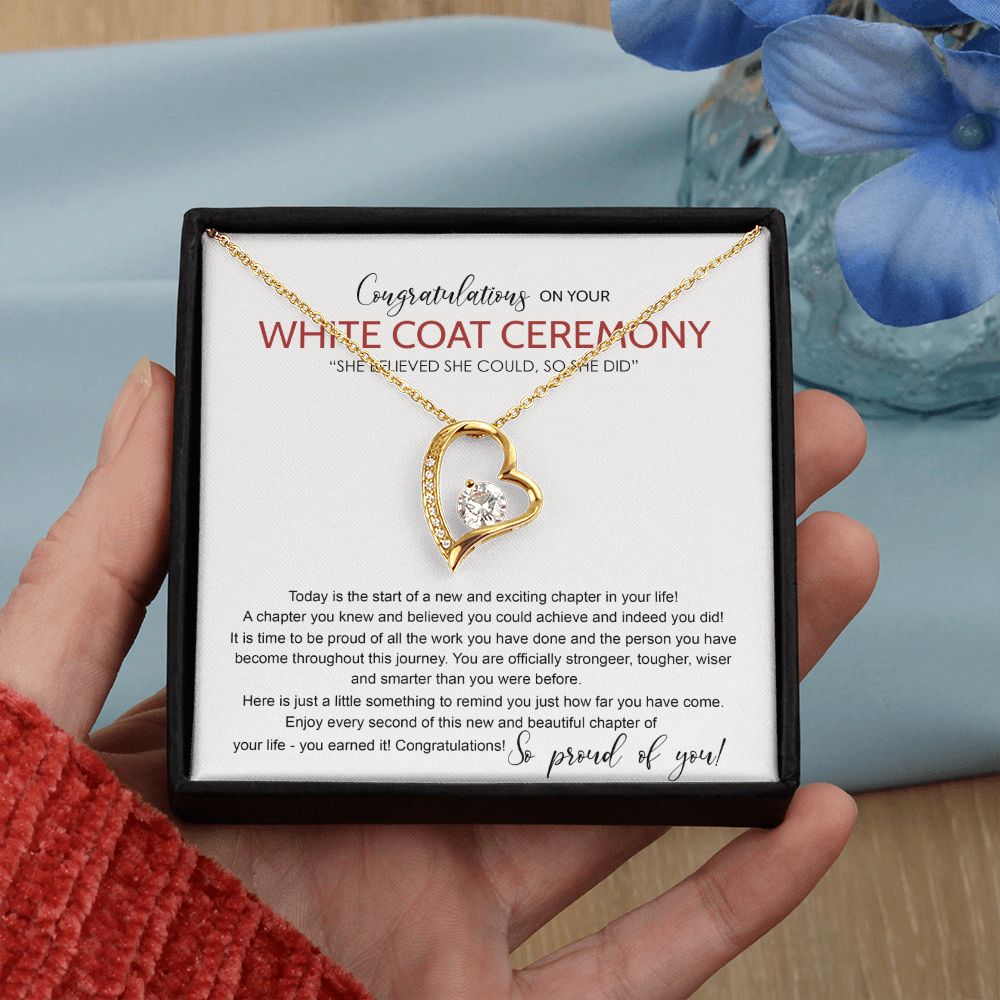 White Coat Ceremony Gift Necklace, Chiropractor White Coat Ceremony, New Doctor Gift, Gifts Congrats Graduation Pendants Gift For Daughter, Granddaughter, White Coat Ceremony Necklace Gift Forever Love Necklace
