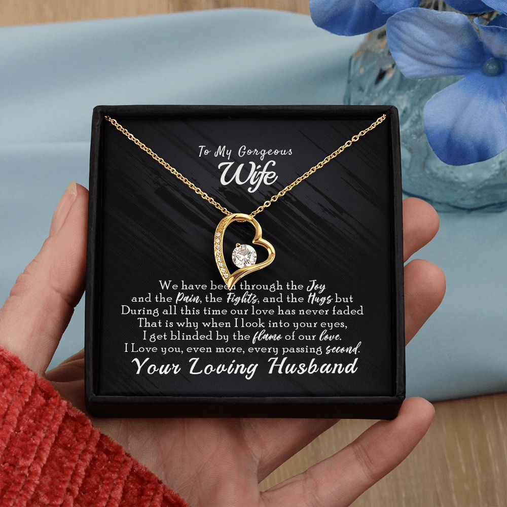 To My Wife Necklace from Husband, Personalized Necklace for Women, Luxury Necklace for Wife from Man Men, Wedding Anniversary Present For Wife, Beautiful Wife Jewelry Christmas Birthday Gift For Wife14 Forever Love Necklace