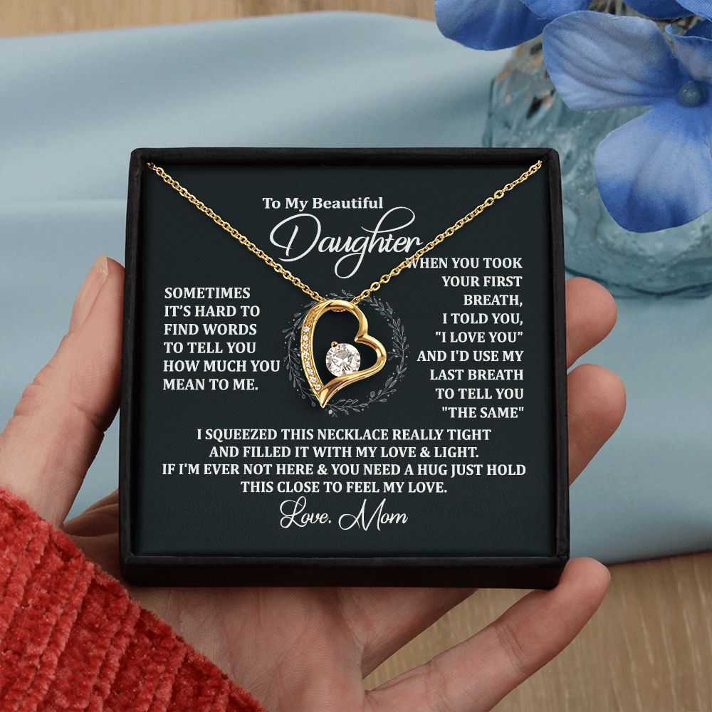 Mother Daughter Gift Ideas, To My Daughter Gift Necklace from Mom, Jewelry Pendant Present for Daughter, Birthday Christmas Gift Graduation Gifts for Daughters, Mother and Daughter Necklace 2135 Forever Love Necklace